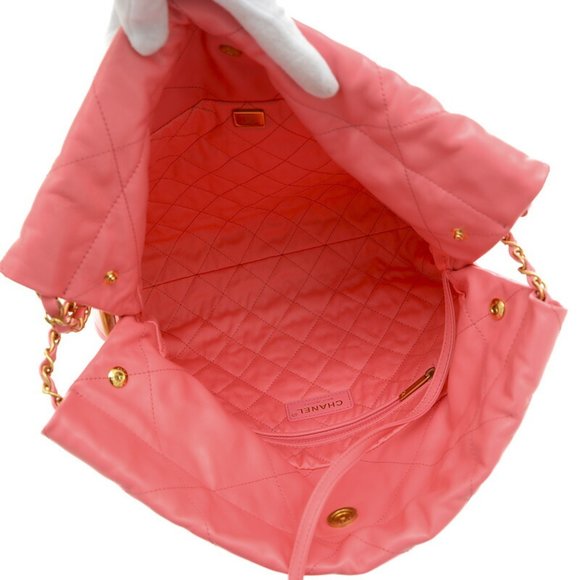 CHANEL 22 Small Chain Shoulder Bag Calfskin Pink AS3260 - Picture 6 of 9
